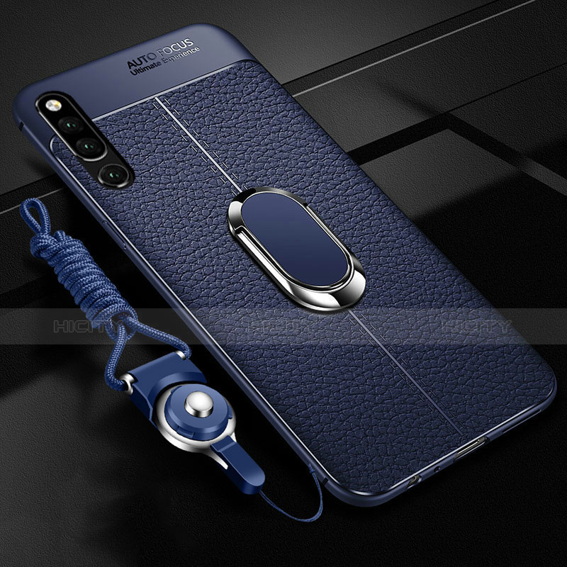 Custodia Silicone Morbida In Pelle Cover con Magnetico Anello Supporto A01 per Huawei Honor Magic 2 Blu