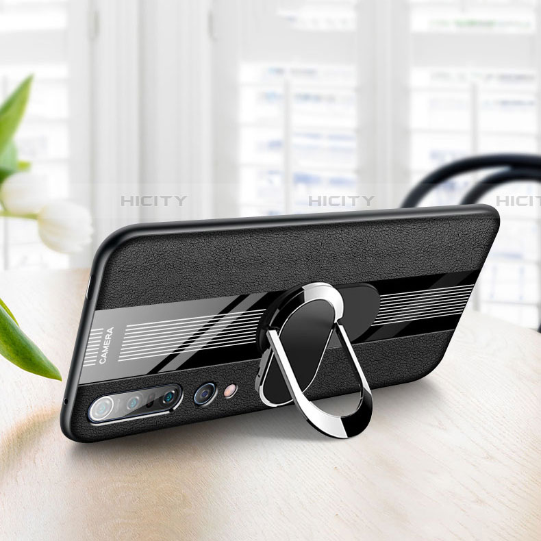 Custodia Silicone Morbida In Pelle Cover con Magnetico Anello Supporto A01 per Xiaomi Mi 10