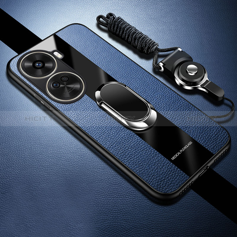 Custodia Silicone Morbida In Pelle Cover con Magnetico Anello Supporto PB1 per Huawei Nova 11 SE Blu