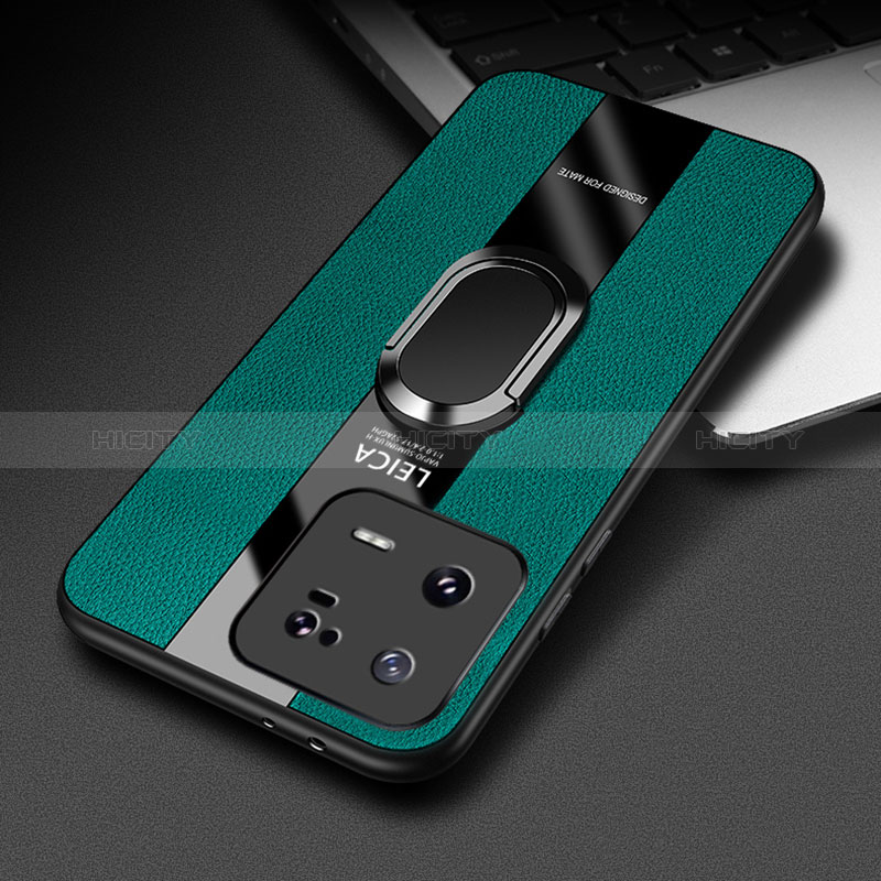Custodia Silicone Morbida In Pelle Cover con Magnetico Anello Supporto PB1 per Xiaomi Mi 13 Pro 5G