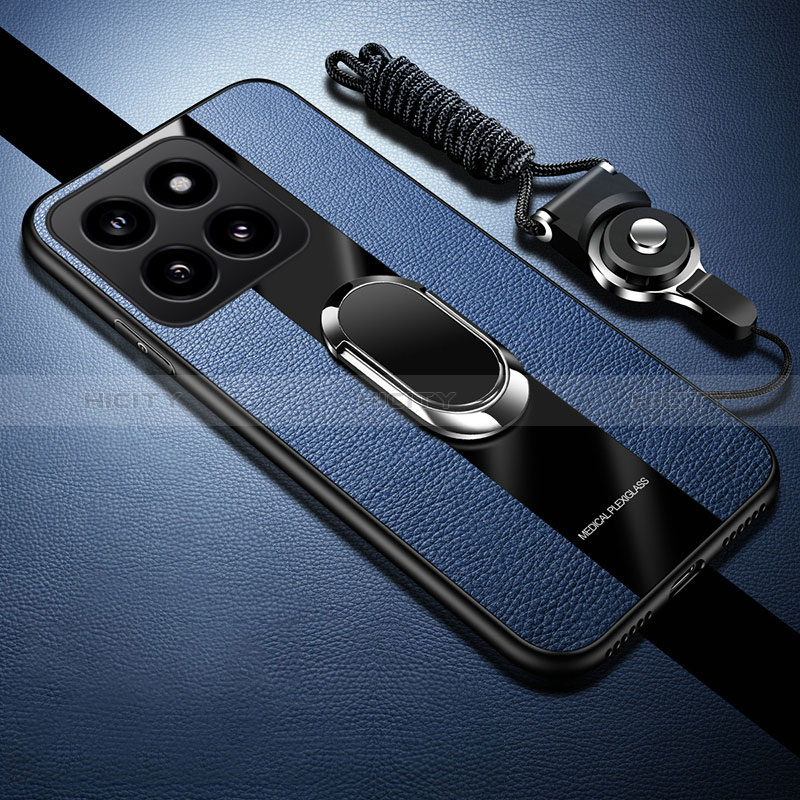 Custodia Silicone Morbida In Pelle Cover con Magnetico Anello Supporto PB1 per Xiaomi Mi 14 Pro 5G