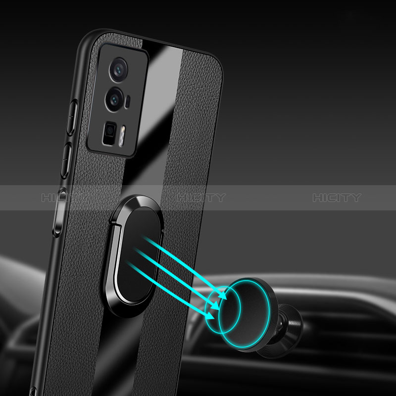 Custodia Silicone Morbida In Pelle Cover con Magnetico Anello Supporto PB1 per Xiaomi Poco F5 Pro 5G