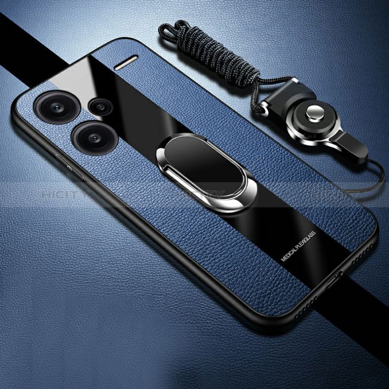 Custodia Silicone Morbida In Pelle Cover con Magnetico Anello Supporto PB1 per Xiaomi Redmi Note 13 Pro+ Plus 5G