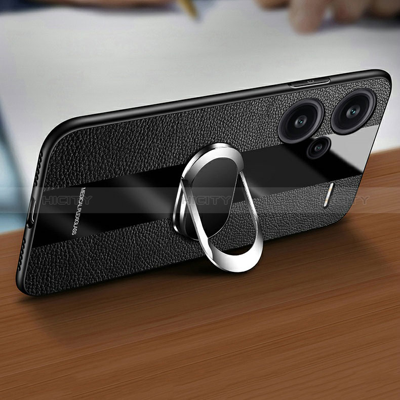 Custodia Silicone Morbida In Pelle Cover con Magnetico Anello Supporto PB1 per Xiaomi Redmi Note 13 Pro+ Plus 5G