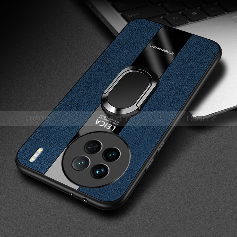Custodia Silicone Morbida In Pelle Cover con Magnetico Anello Supporto PB2 per Vivo X90 Pro 5G Blu