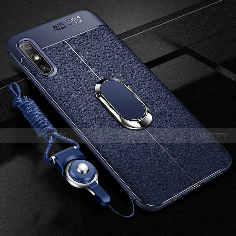 Custodia Silicone Morbida In Pelle Cover con Magnetico Anello Supporto per Huawei Enjoy 10e