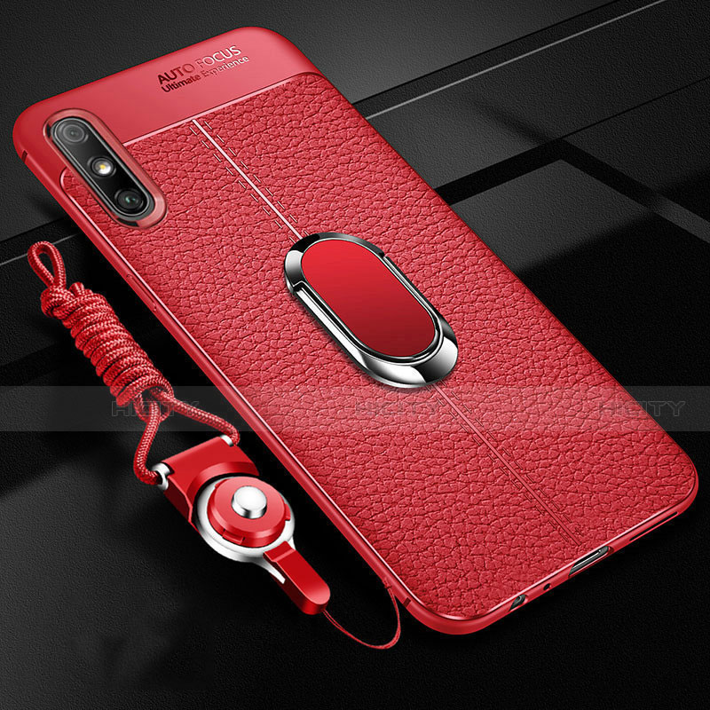 Custodia Silicone Morbida In Pelle Cover con Magnetico Anello Supporto per Huawei Enjoy 10e