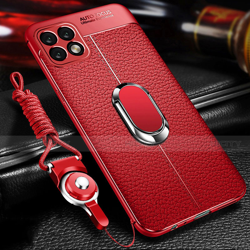 Custodia Silicone Morbida In Pelle Cover con Magnetico Anello Supporto per Huawei Enjoy 20 5G Rosso
