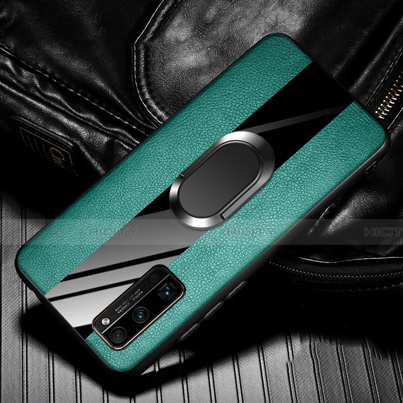 Custodia Silicone Morbida In Pelle Cover con Magnetico Anello Supporto per Huawei Honor 30 Pro+ Plus Verde