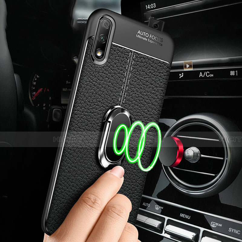 Custodia Silicone Morbida In Pelle Cover con Magnetico Anello Supporto per Huawei Honor 9X