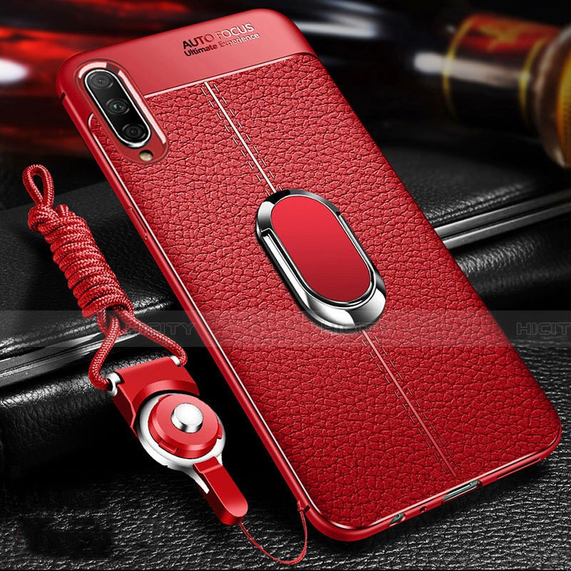 Custodia Silicone Morbida In Pelle Cover con Magnetico Anello Supporto per Huawei Honor 9X Pro Rosso