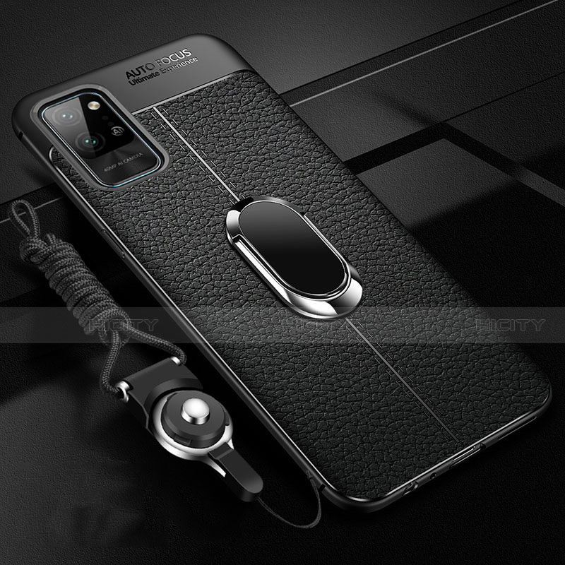 Custodia Silicone Morbida In Pelle Cover con Magnetico Anello Supporto per Huawei Honor Play4 Pro 5G Nero