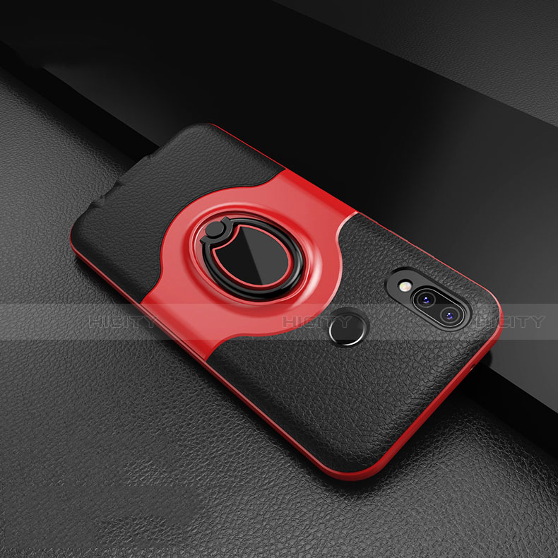 Custodia Silicone Morbida In Pelle Cover con Magnetico Anello Supporto per Huawei P20 Lite Rosso
