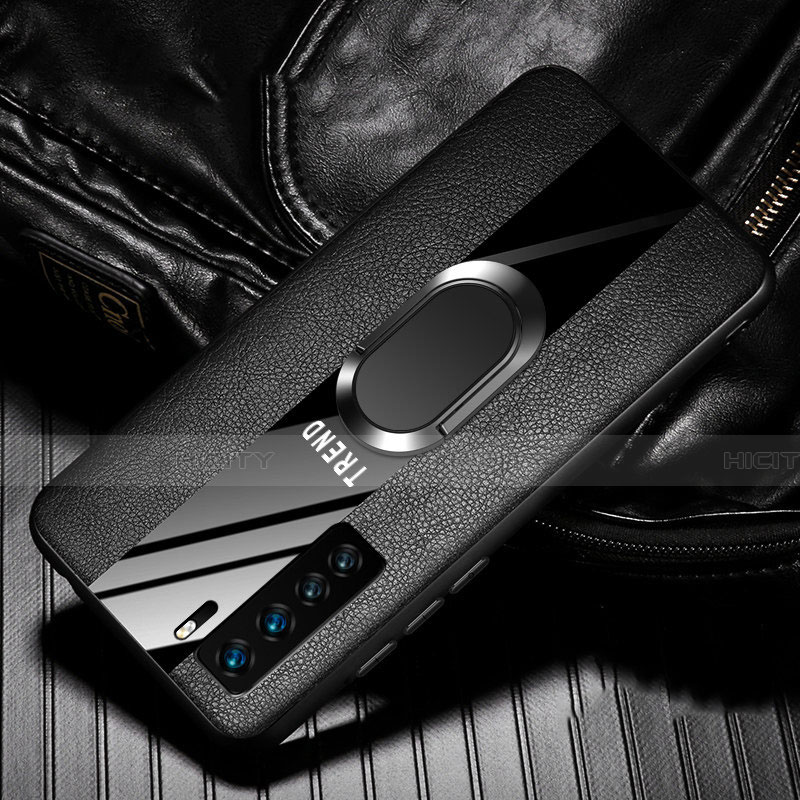 Custodia Silicone Morbida In Pelle Cover con Magnetico Anello Supporto per Huawei P40 Lite 5G
