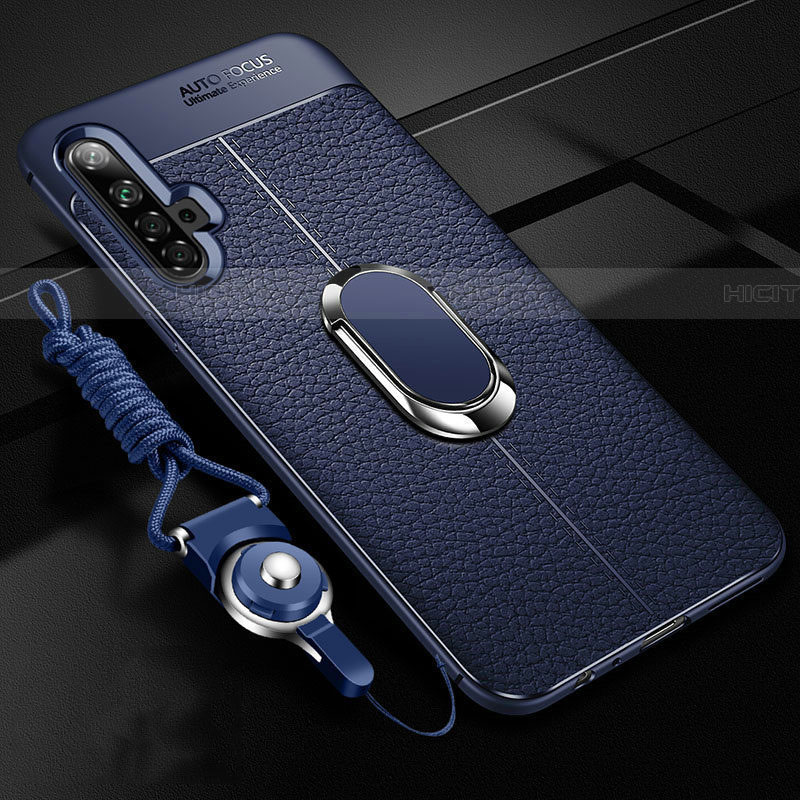 Custodia Silicone Morbida In Pelle Cover con Magnetico Anello Supporto per Realme X50 5G Blu