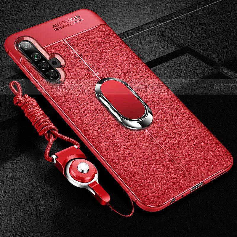 Custodia Silicone Morbida In Pelle Cover con Magnetico Anello Supporto per Realme X50 5G Rosso