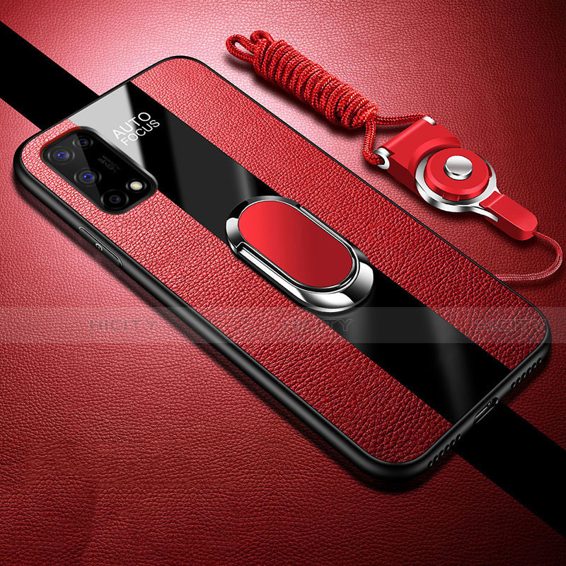 Custodia Silicone Morbida In Pelle Cover con Magnetico Anello Supporto per Realme X7 5G Rosso