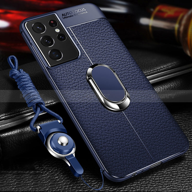 Custodia Silicone Morbida In Pelle Cover con Magnetico Anello Supporto per Samsung Galaxy S24 Ultra 5G