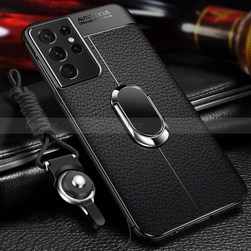 Custodia Silicone Morbida In Pelle Cover con Magnetico Anello Supporto per Samsung Galaxy S24 Ultra 5G
