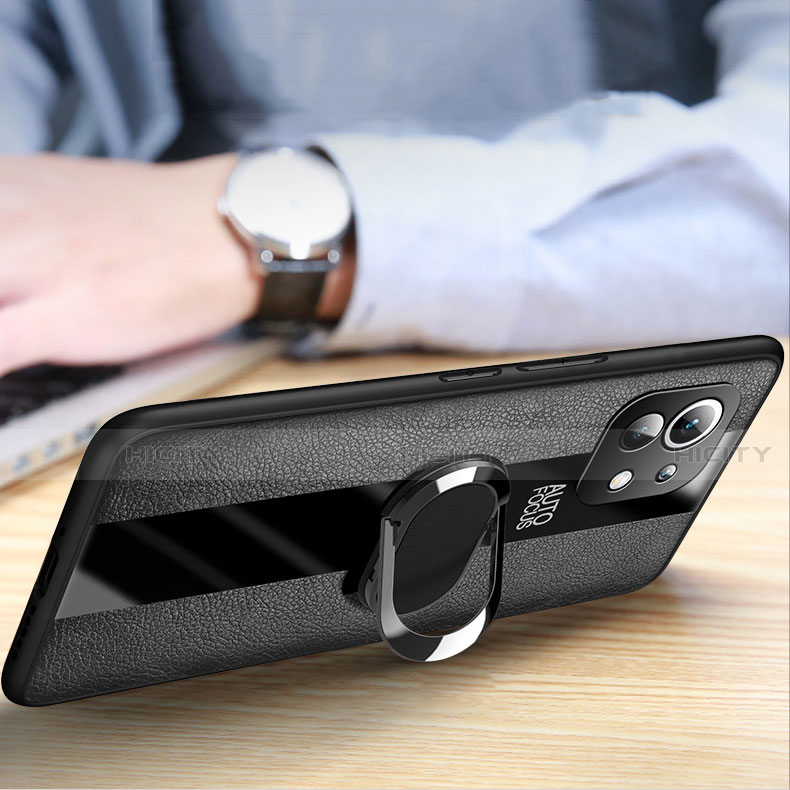 Custodia Silicone Morbida In Pelle Cover con Magnetico Anello Supporto per Xiaomi Mi 11 Lite 4G