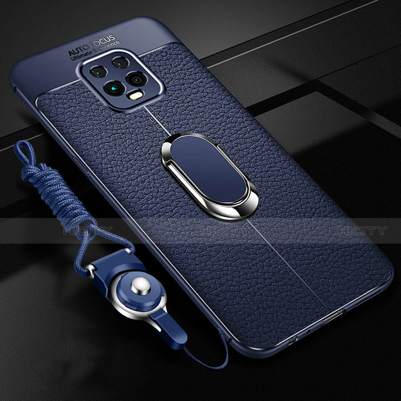 Custodia Silicone Morbida In Pelle Cover con Magnetico Anello Supporto per Xiaomi Redmi 10X 5G Blu