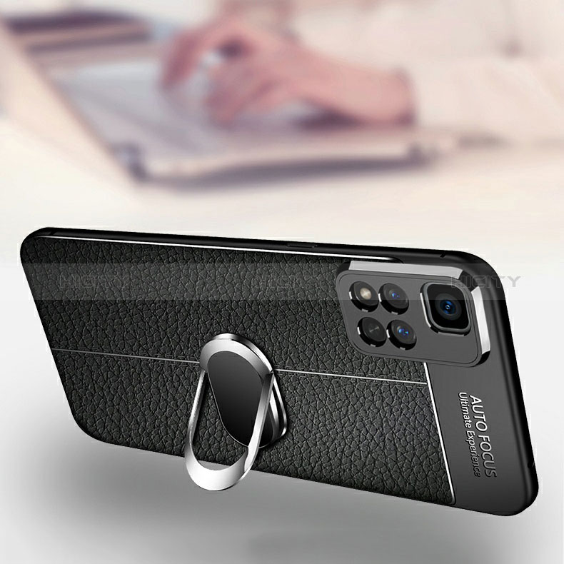 Custodia Silicone Morbida In Pelle Cover con Magnetico Anello Supporto per Xiaomi Redmi Note 11 Pro+ Plus 5G