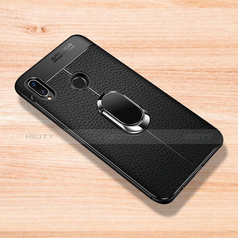Custodia Silicone Morbida In Pelle Cover con Magnetico Anello Supporto per Xiaomi Redmi Note 7 Nero
