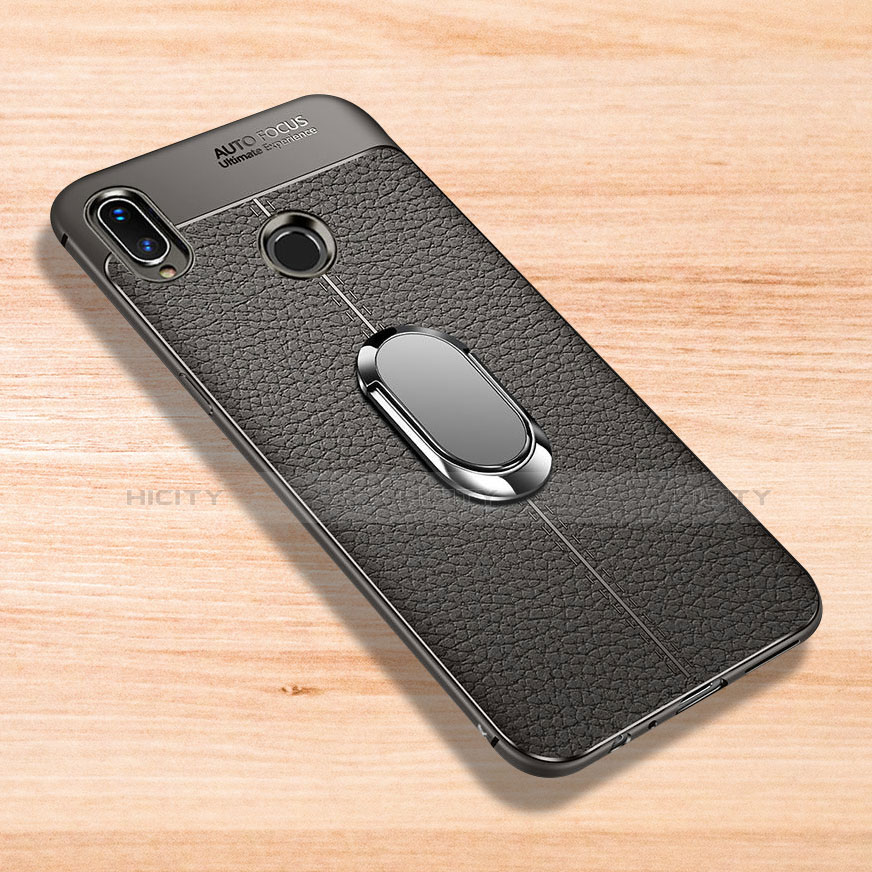 Custodia Silicone Morbida In Pelle Cover con Magnetico Anello Supporto per Xiaomi Redmi Note 7 Pro Grigio