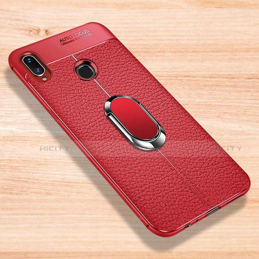 Custodia Silicone Morbida In Pelle Cover con Magnetico Anello Supporto per Xiaomi Redmi Note 7 Pro Rosso