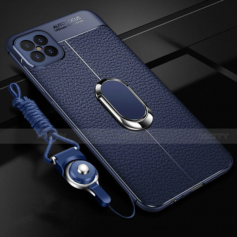 Custodia Silicone Morbida In Pelle Cover con Magnetico Anello Supporto S01 per Huawei Nova 8 SE 5G Blu