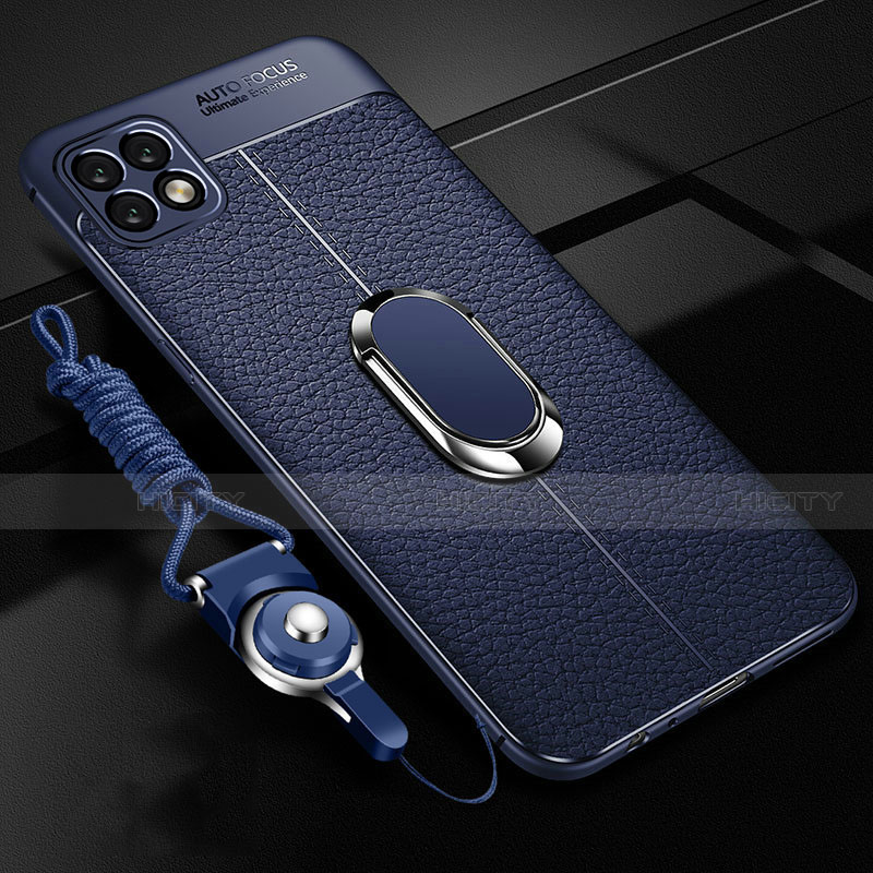 Custodia Silicone Morbida In Pelle Cover con Magnetico Anello Supporto S01 per Oppo A73 5G Blu