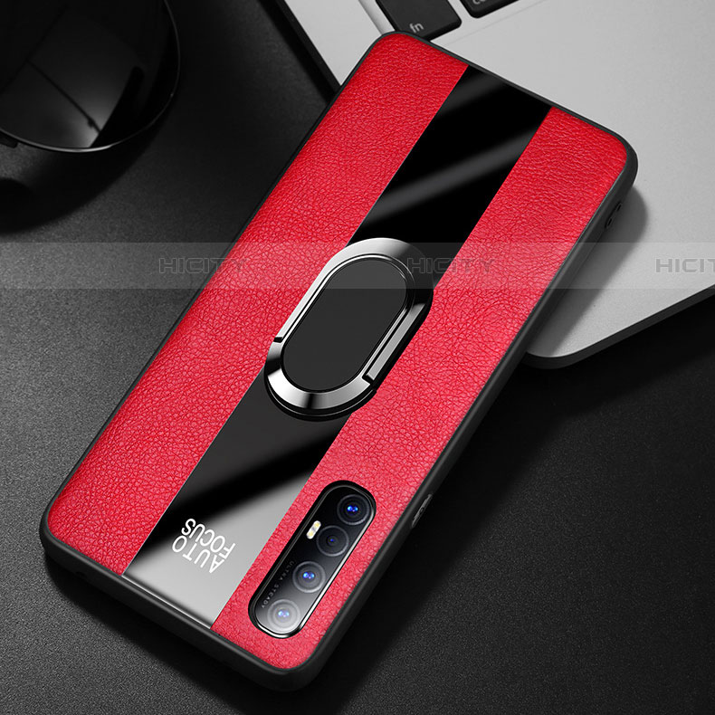 Custodia Silicone Morbida In Pelle Cover con Magnetico Anello Supporto S01 per Oppo Reno3 Pro