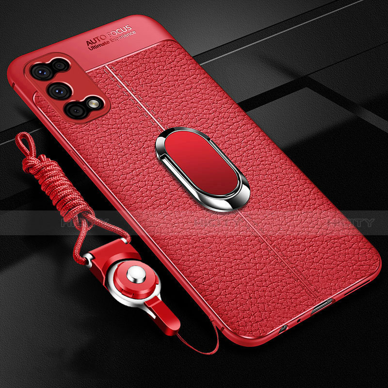 Custodia Silicone Morbida In Pelle Cover con Magnetico Anello Supporto S01 per Realme V5 5G Rosso