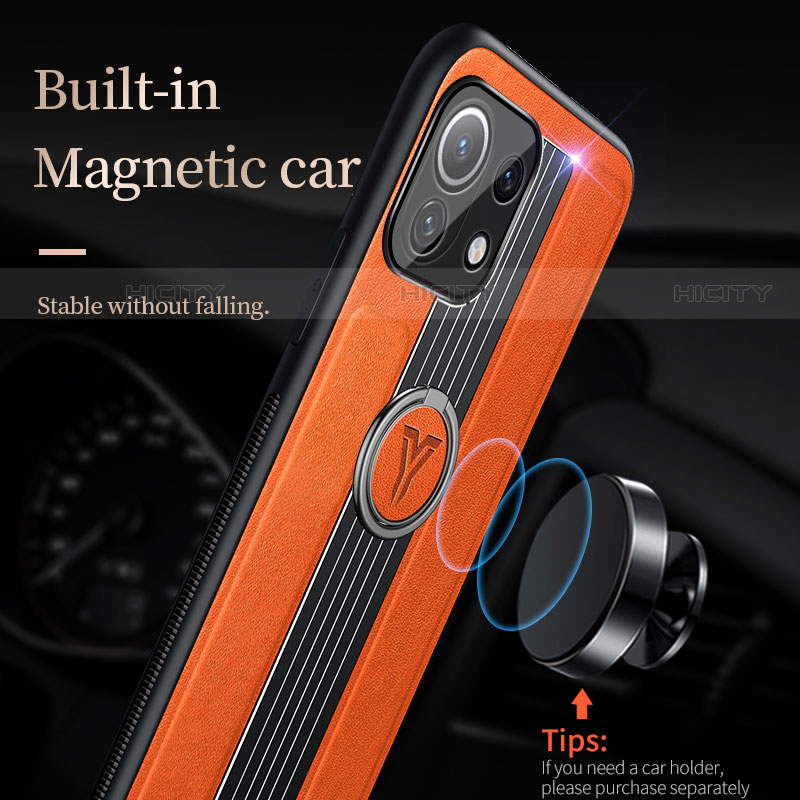 Custodia Silicone Morbida In Pelle Cover con Magnetico Anello Supporto S01 per Xiaomi Mi 11 Pro 5G