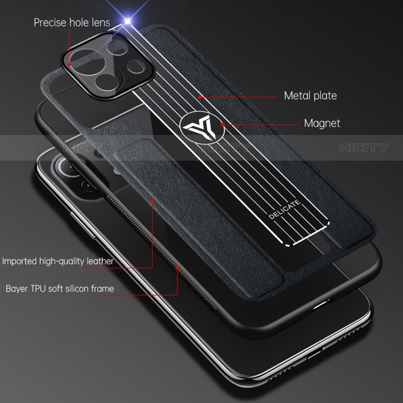 Custodia Silicone Morbida In Pelle Cover con Magnetico Anello Supporto S01 per Xiaomi Mi 11 Pro 5G