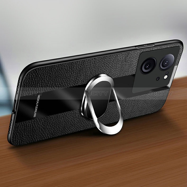 Custodia Silicone Morbida In Pelle Cover con Magnetico Anello Supporto S01 per Xiaomi Mi 13T 5G