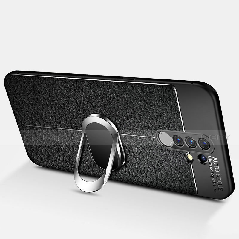 Custodia Silicone Morbida In Pelle Cover con Magnetico Anello Supporto S01 per Xiaomi Redmi 9