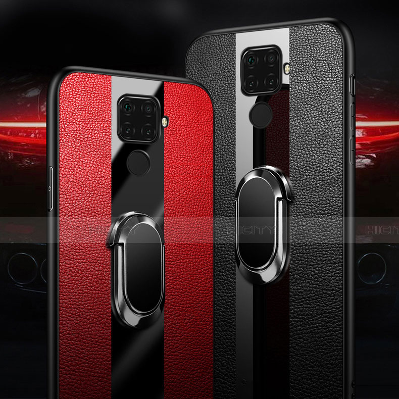 Custodia Silicone Morbida In Pelle Cover con Magnetico Anello Supporto S02 per Huawei Mate 30 Lite