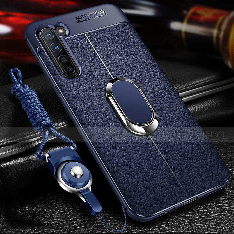 Custodia Silicone Morbida In Pelle Cover con Magnetico Anello Supporto S02 per Oppo K7 5G Blu