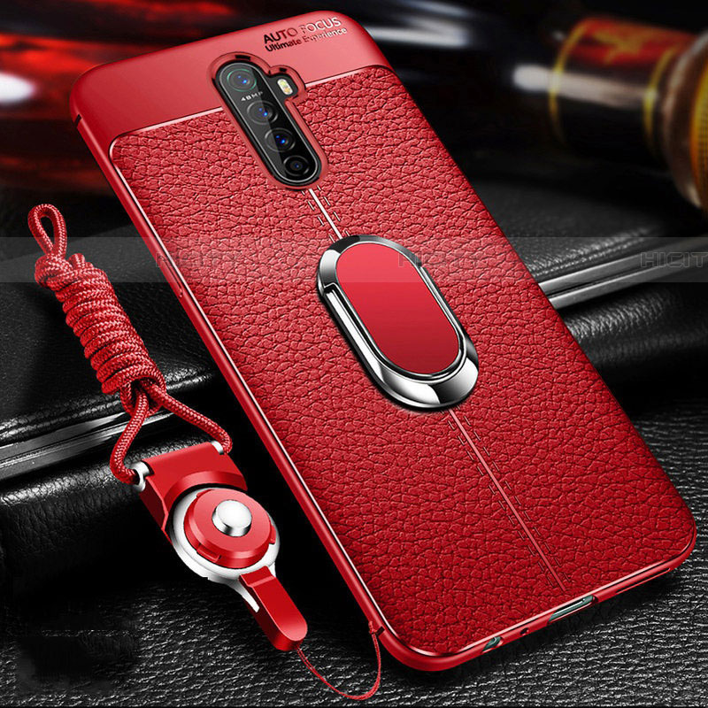 Custodia Silicone Morbida In Pelle Cover con Magnetico Anello Supporto S02 per Oppo Reno Ace