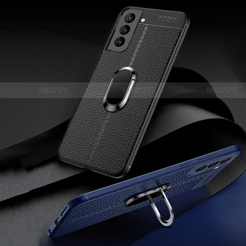 Custodia Silicone Morbida In Pelle Cover con Magnetico Anello Supporto S02 per Samsung Galaxy S21 Plus 5G
