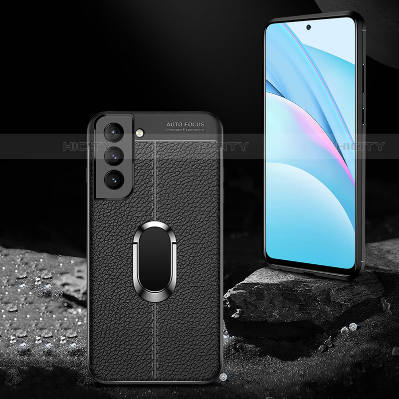 Custodia Silicone Morbida In Pelle Cover con Magnetico Anello Supporto S02 per Samsung Galaxy S21 Plus 5G