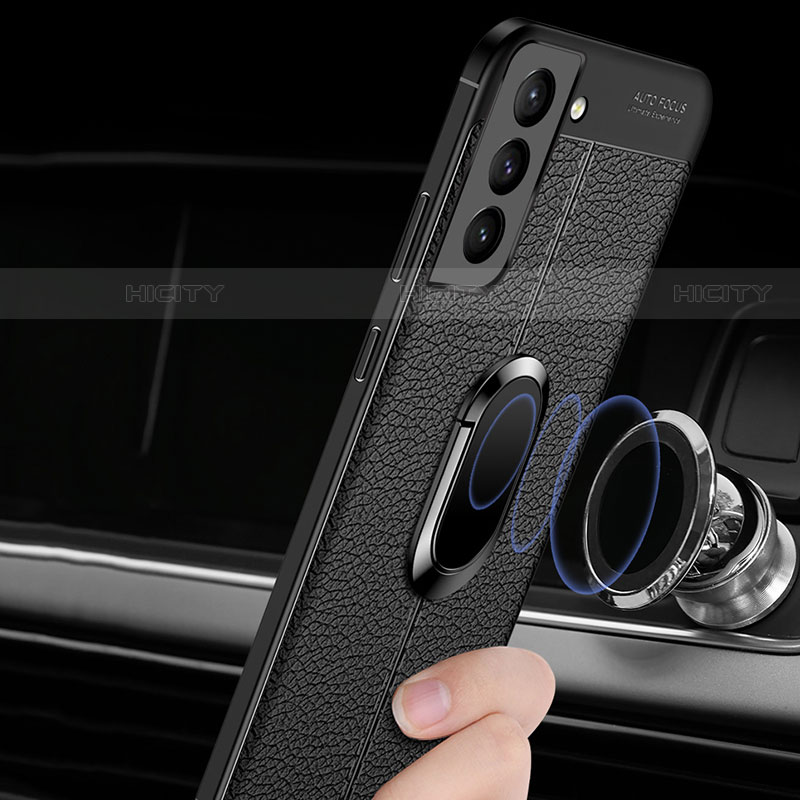 Custodia Silicone Morbida In Pelle Cover con Magnetico Anello Supporto S02 per Samsung Galaxy S21 Plus 5G