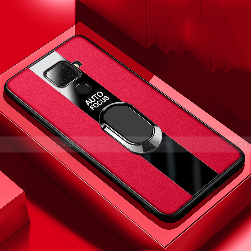 Custodia Silicone Morbida In Pelle Cover con Magnetico Anello Supporto S03 per Huawei Mate 30 Lite Rosso