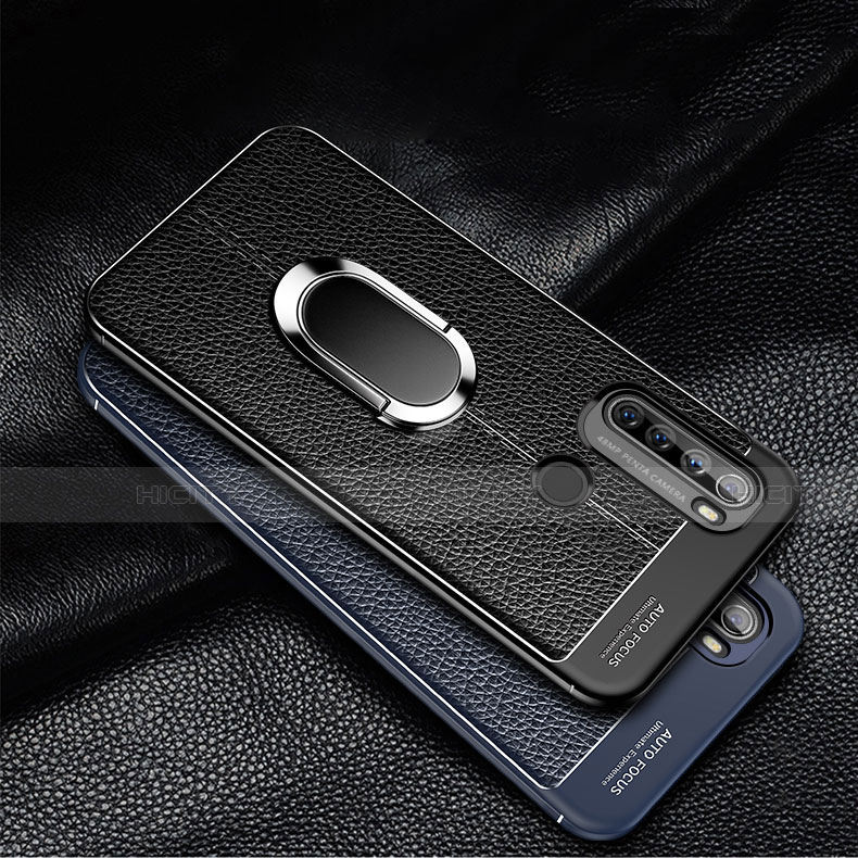 Custodia Silicone Morbida In Pelle Cover con Magnetico Anello Supporto S03 per Xiaomi Redmi Note 8