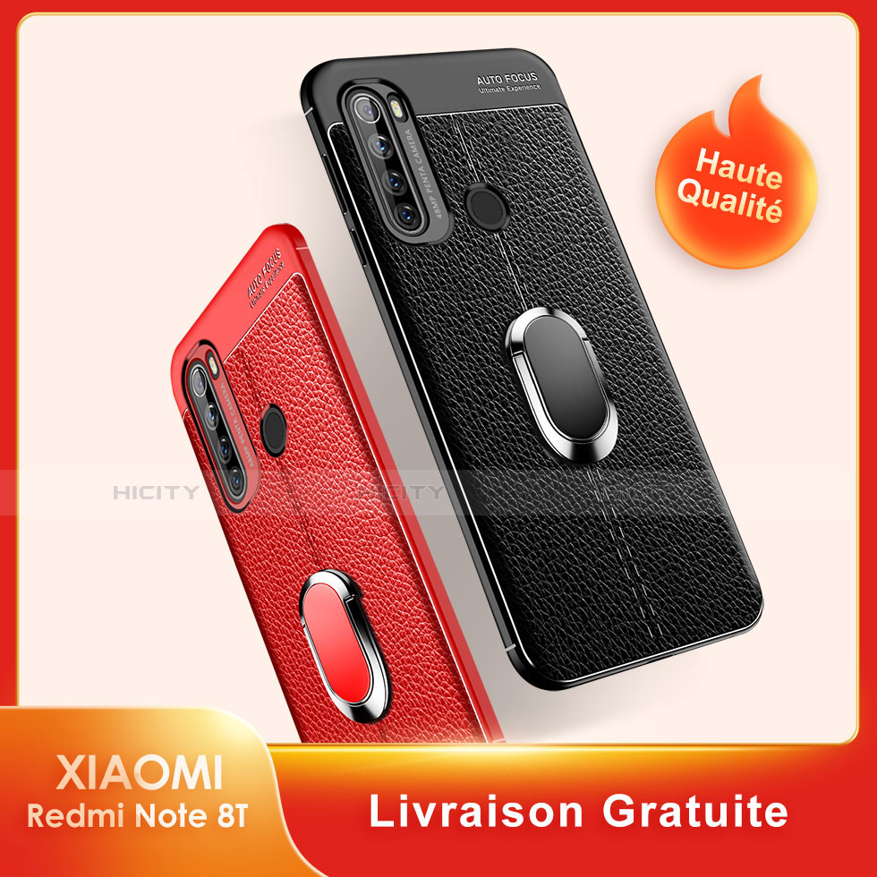 Custodia Silicone Morbida In Pelle Cover con Magnetico Anello Supporto S03 per Xiaomi Redmi Note 8