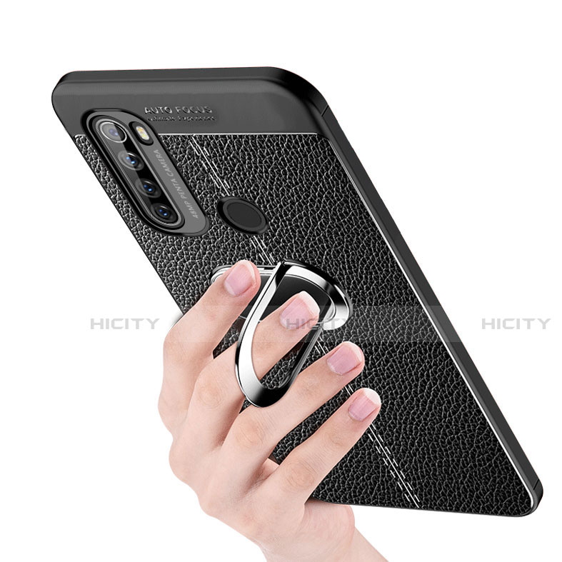 Custodia Silicone Morbida In Pelle Cover con Magnetico Anello Supporto S03 per Xiaomi Redmi Note 8