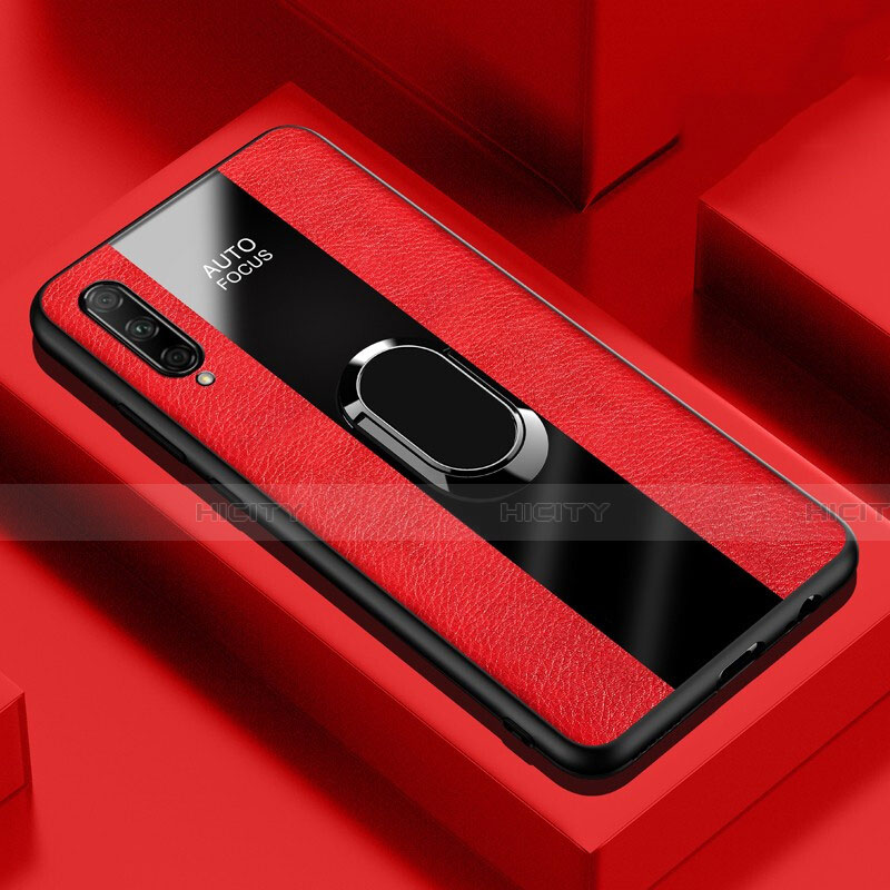 Custodia Silicone Morbida In Pelle Cover con Magnetico Anello Supporto S04 per Huawei Honor 9X Pro Rosso