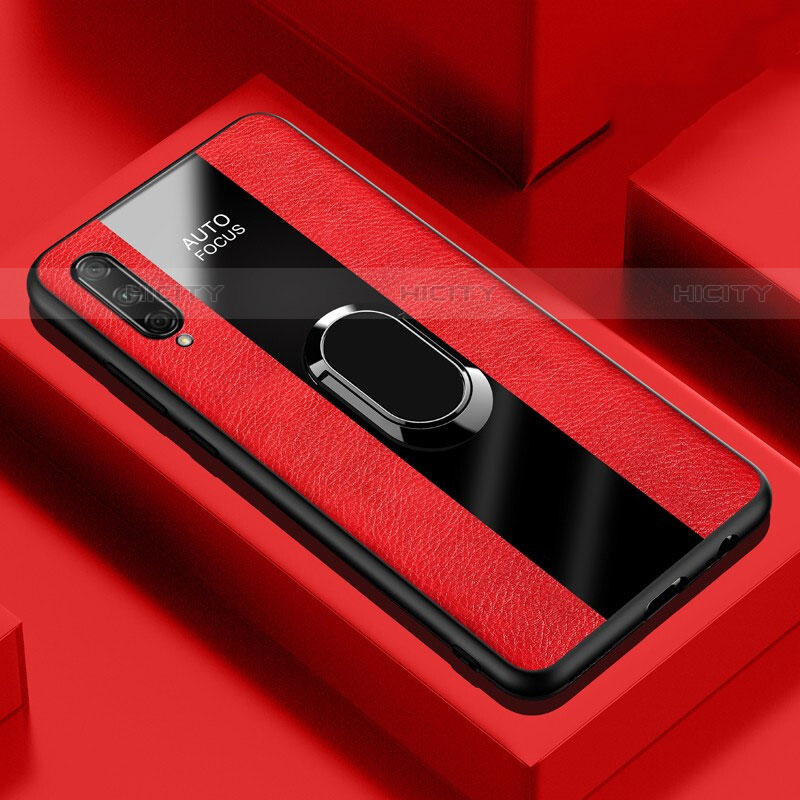 Custodia Silicone Morbida In Pelle Cover con Magnetico Anello Supporto S04 per Huawei Y9s Rosso