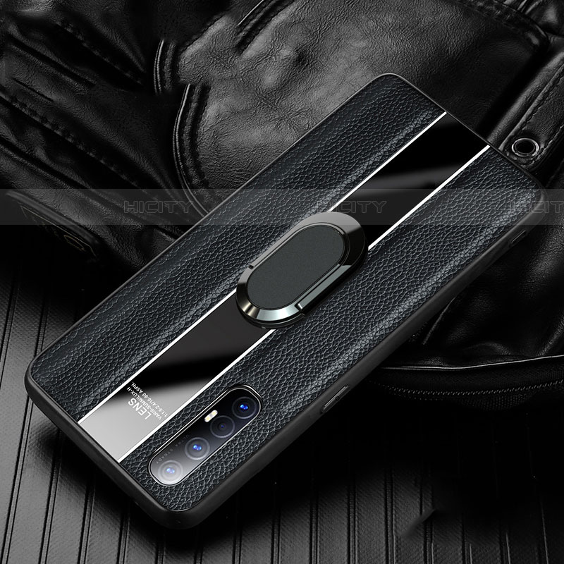 Custodia Silicone Morbida In Pelle Cover con Magnetico Anello Supporto S04 per Oppo Reno3 Pro